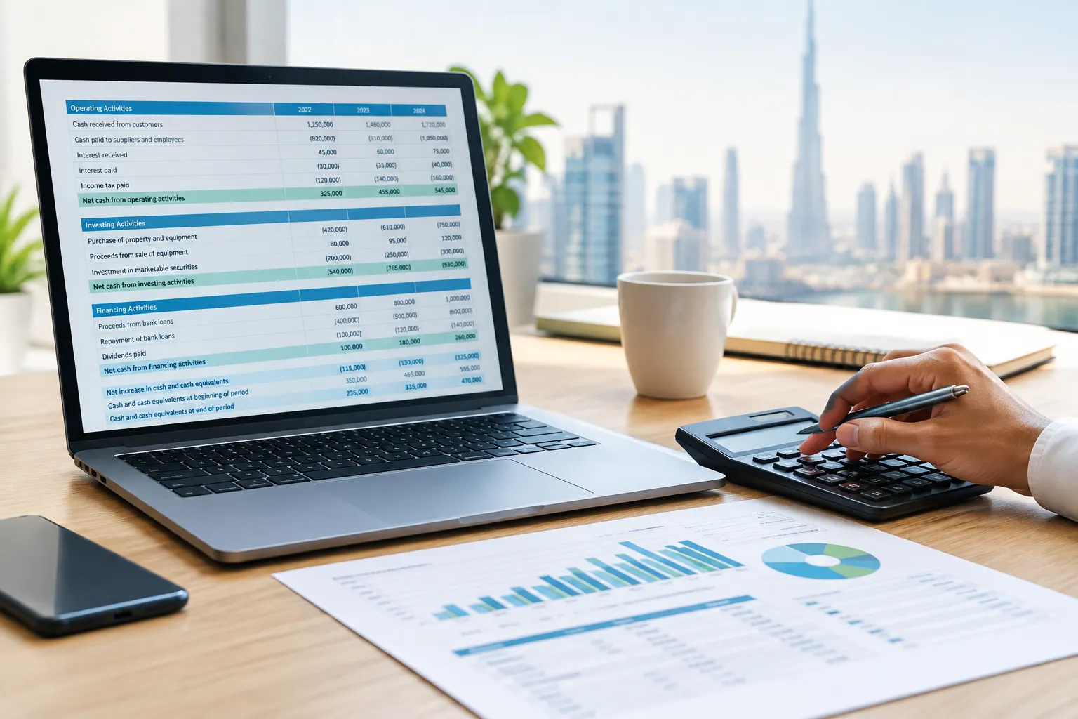 Cash flow statement example for a UAE SME for cash flow statement