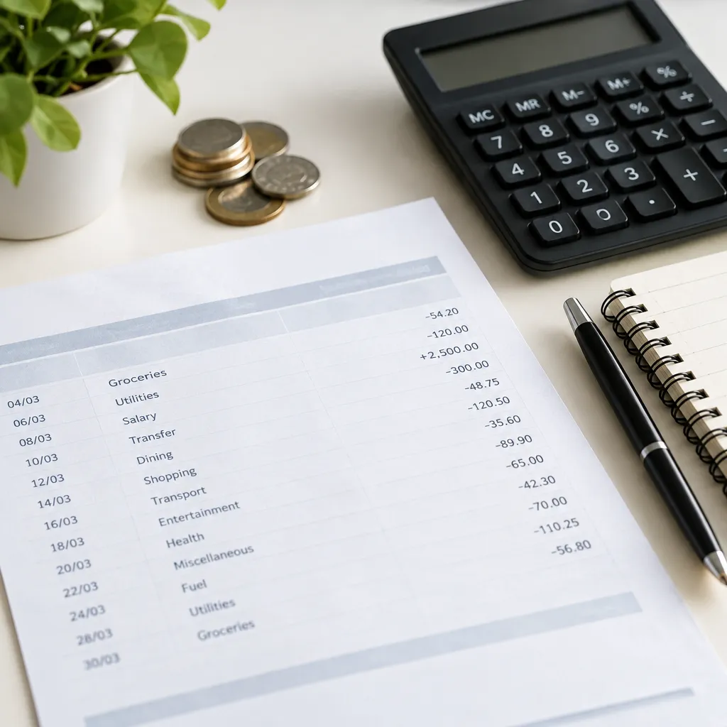 Identify debits and track money going out for bank statement example